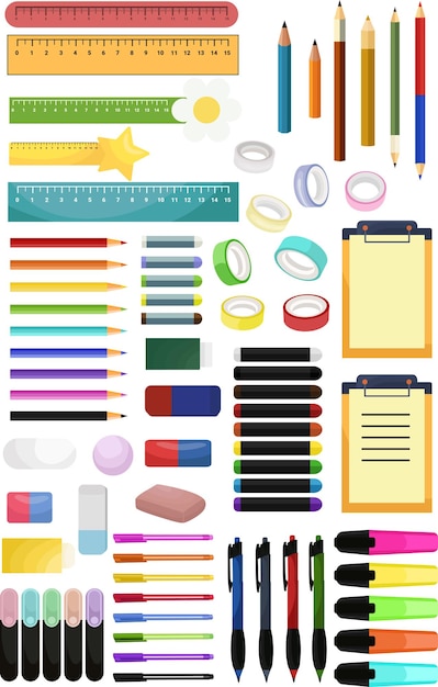 a large set of stationery office and school supplies materials for scrapbooking artbooks and diar