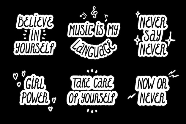 A large set of vector phrases with a stroke Motivational phrases Vector doodle style