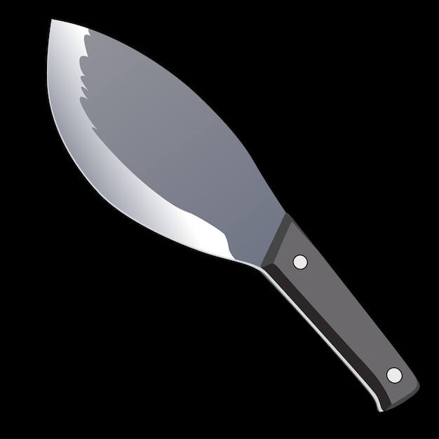 Large sharp cleaver knife isolated on black background, Vector illustration, chef knives, Cutlery