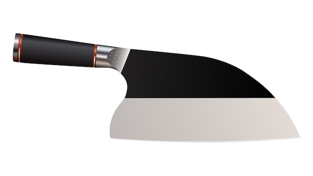 흰색 배경, 벡터 그림, 주방장 칼, 칼붙이에 격리된 커다란 날카로운 식칼