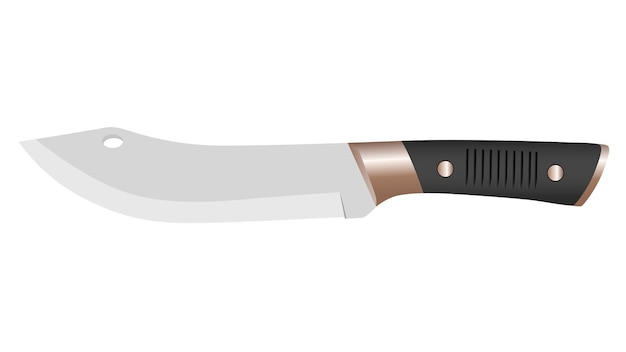 흰색 배경, 벡터 그림, 주방장 칼, 칼붙이에 격리된 커다란 날카로운 식칼