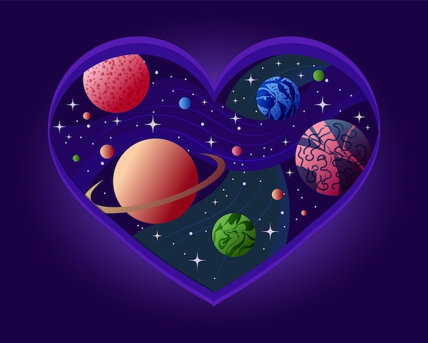 Vector large space heart concept for valentine's day for lovers