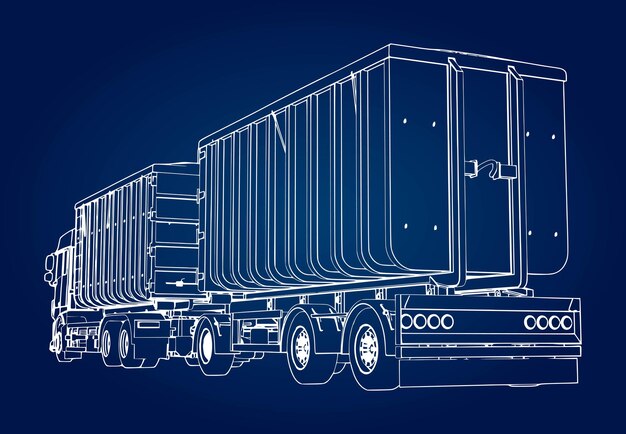 농업 및 건축용 벌크 자재 및 제품 운송을 위한 별도의 트레일러가 있는 대형 트럭.