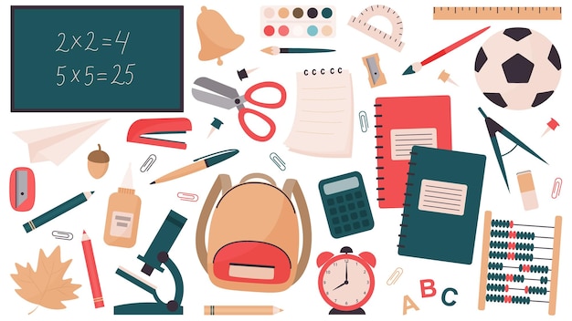 large vector collection of school supplies