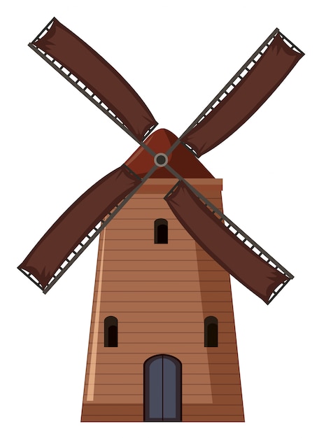 Vettore grande mulino a vento in legno