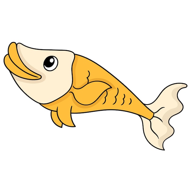 Большая желтая рыба тилапия, векторная иллюстрация искусства. каракули изображение значка каваи.