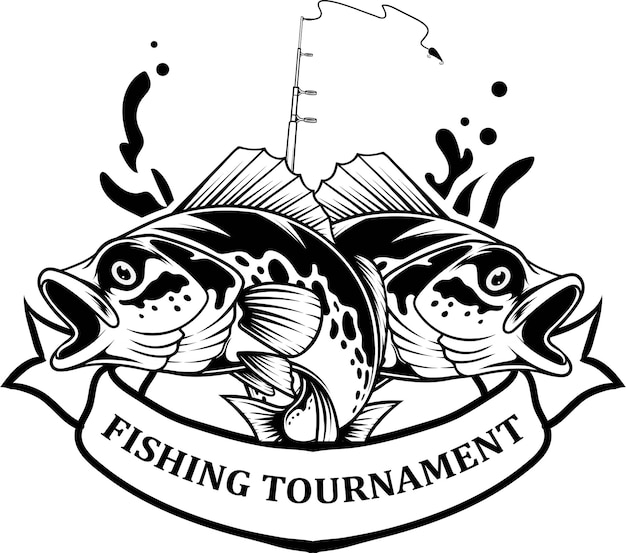 largemouth bass fish badge logo tournament