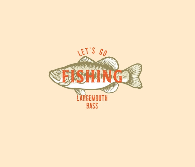 Largemouth 농어 물고기 타이포그래피 그림