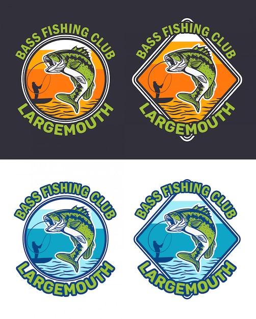 Vector largemouth bass fishing club logo collection