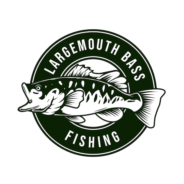 largemouth bass fishing logo illustration