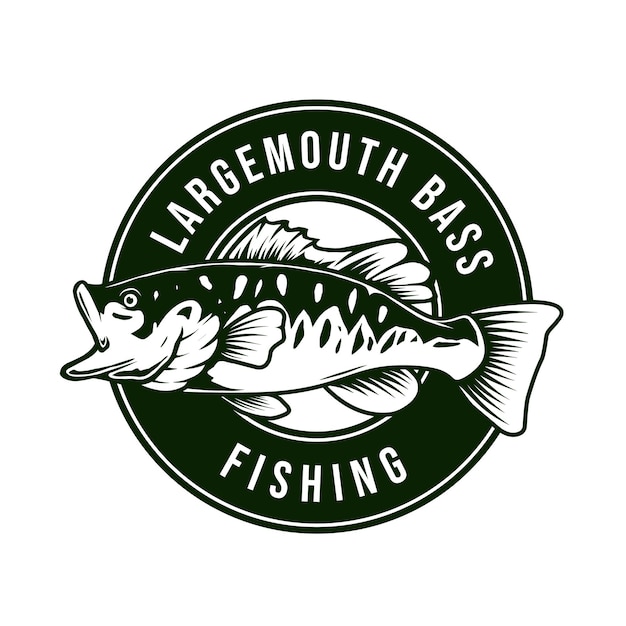 Vector largemouth bass fishing logo illustration