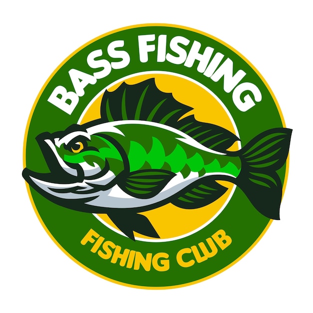 Vector largemouth bass mascot fishing logo