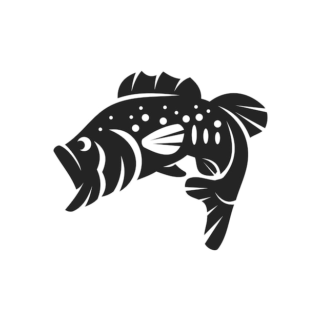 Vector largemouth bass vis logo sjabloon geïsoleerde merk identiteit pictogram abstracte vectorafbeelding