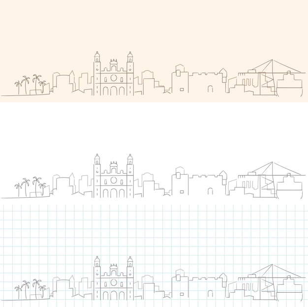 Vector las palmas hand drawn profile skyline