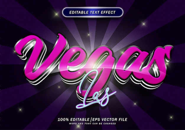 Лас-Вегас редактируемый текстовый эффект Неоновый стиль шрифта