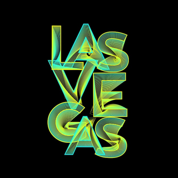 las vegas lettering typography art vector illustration