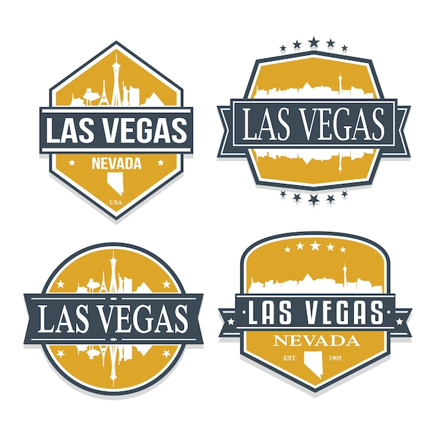 Las vegas nevada set of travel and business stamp designs
