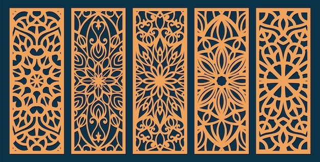 Laser cut cabinet fretwork perforated panel in arabic style Ornamental panels template set