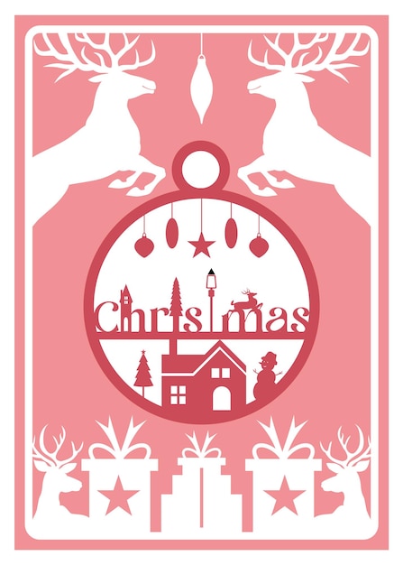 Vector laser cut christmas card design.