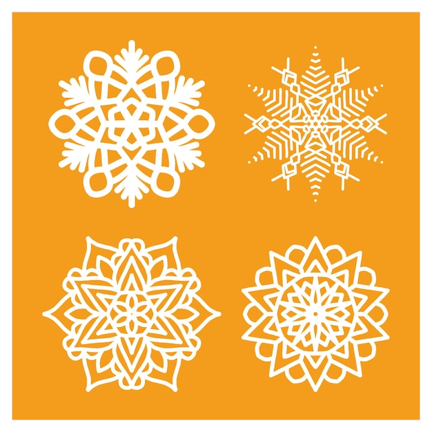 laser cut christmas snow flakes vector set