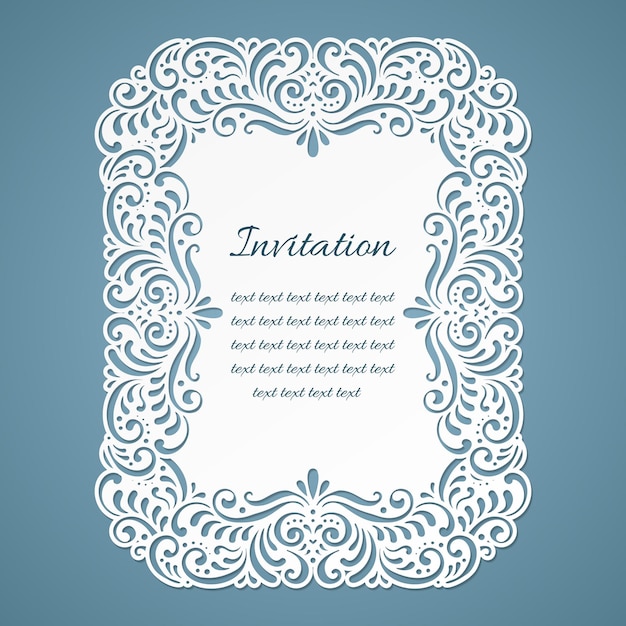 Laser cut lace frame vintage decor element for invitation openwork doily vector