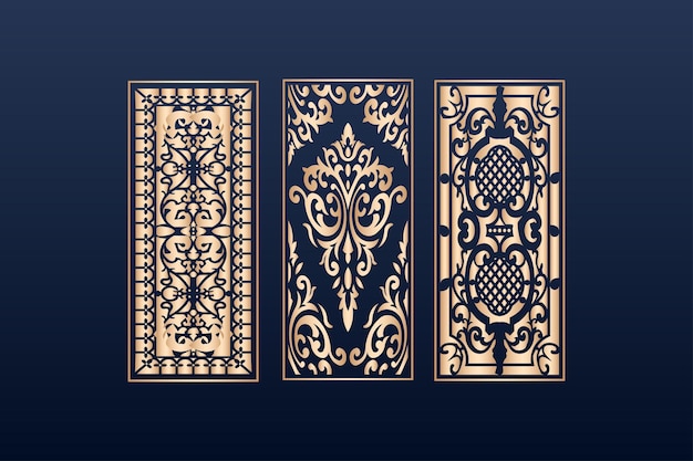 Laser cut ornamental panel templates set decorative lace borders patterns vector ISLAMIC