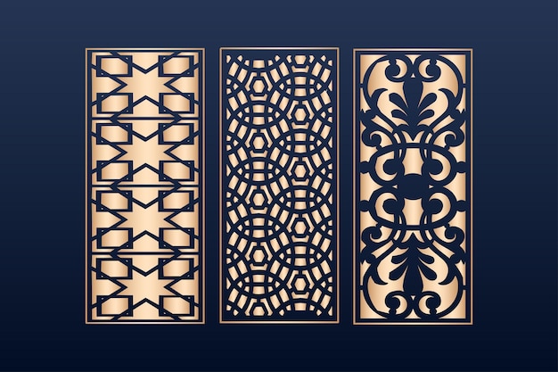 Laser cut ornamental panel templates set decorative lace borders patterns vector ISLAMIC