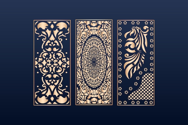 Laser cut panel template set with islamic pattern Laser cutting elements with islamic pattern Laser