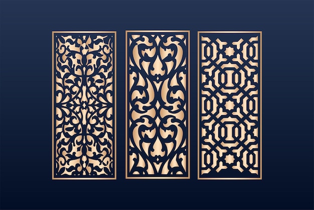 Vector laser cut panel template set with islamic pattern laser cutting elements with islamic pattern