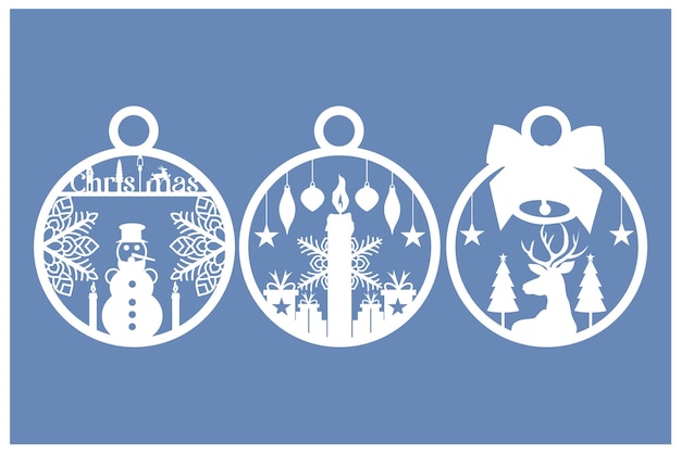 laser cut snowflakes christmas ball vector set