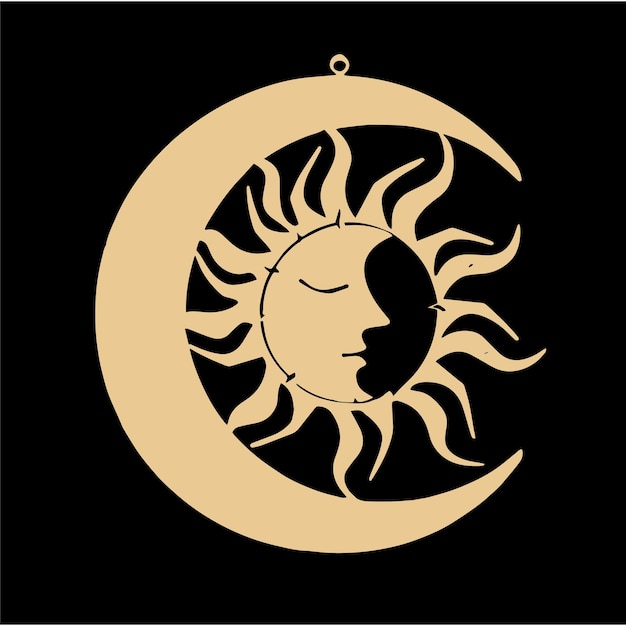 Vector laser cut sun and moon svg