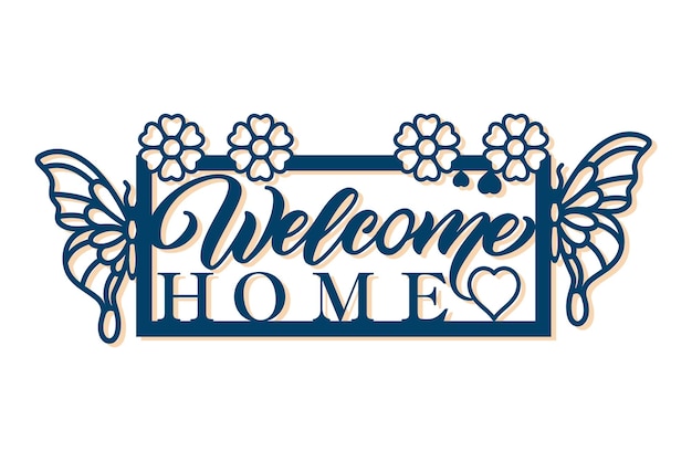 Vector laser cut wood welcome sign door hanger files