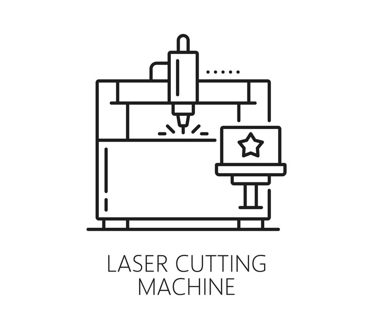 वेक्टर laser cutting machine equipment thin line icon