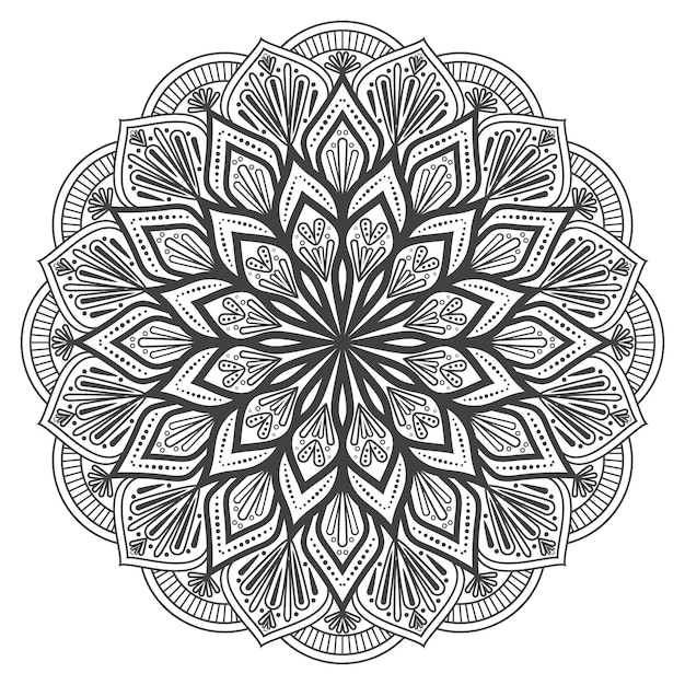 ベクトル 本の花のパターンを着色するためのレーザー切断曼荼羅黒白