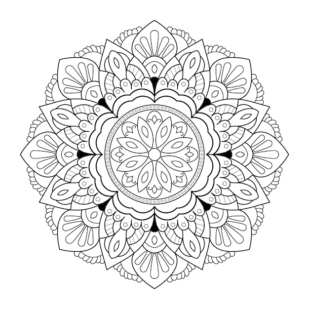 ベクトル 詳細な花のライン アート装飾パターン黒と白の着色ページとレーザー カット マンダラ
