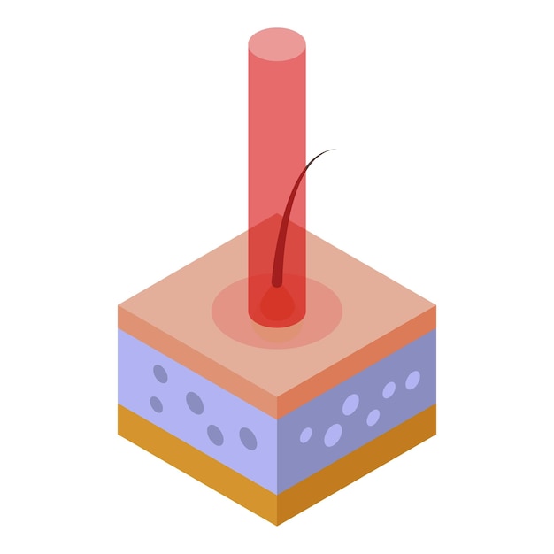 Icona del processo di depilazione laser isometrica dell'icona vettoriale del processo di depilazione laser per il web design isolato su sfondo bianco