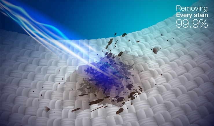Vector laser light stain removal on the fiber