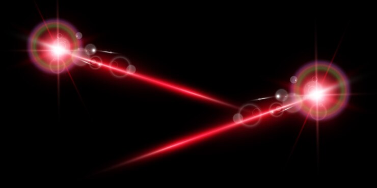 Vector laser scanner. bright beautiful laser beams on a transparent background.