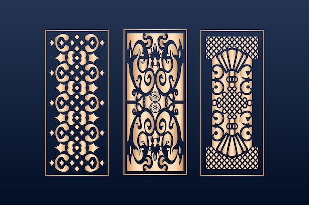 Lasergesneden sierpaneelsjablonen instellen decoratieve kantranden patronen vector ISLAMIC