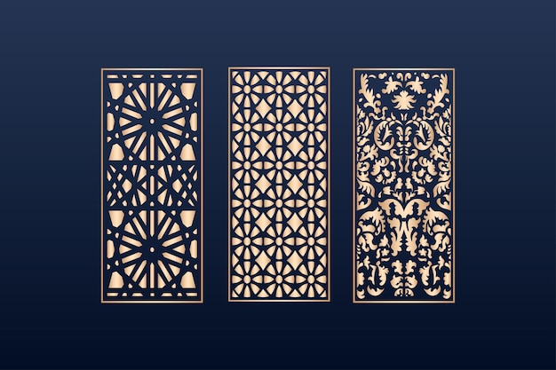 Lasergesneden sierpaneelsjablonen instellen decoratieve kantranden patronen vector ISLAMIC