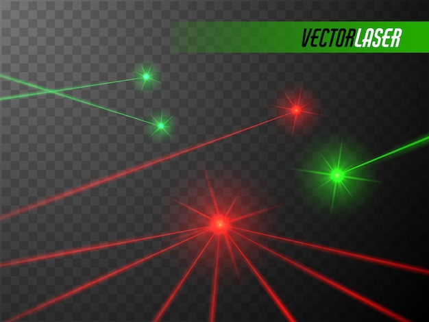 Vector laserstralen geïsoleerd gloeiende rode en groene laser