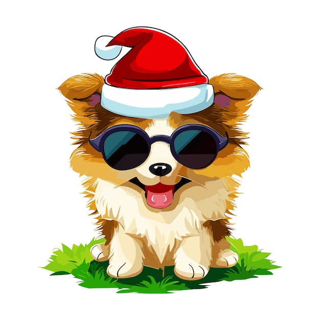 Lassie's Merry Santa Hat Vector Cuteness