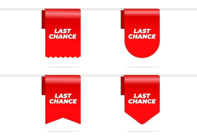 Last chance red ribbon and tag isolated on white background