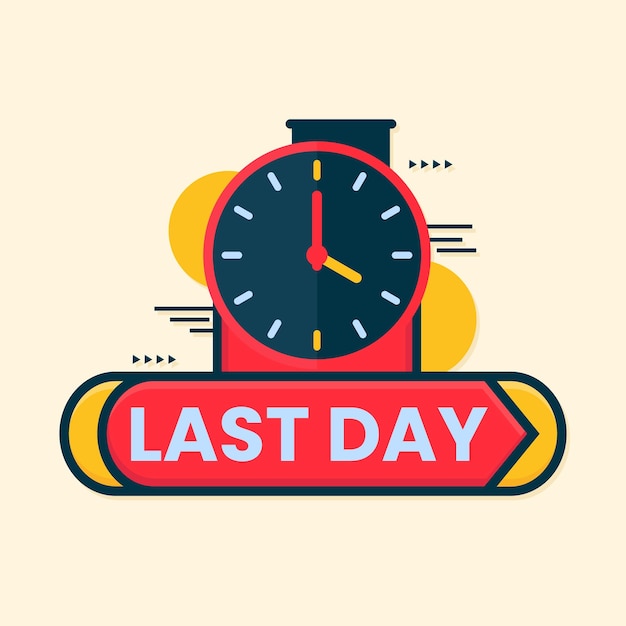 Last day banner label clipart with timer