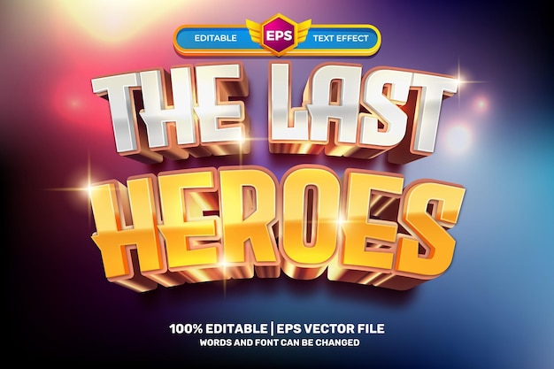 The last heroes cartoon movies Bold 3D Editable text Effect Style