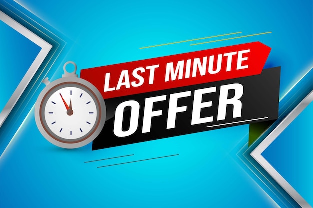 Last minute offer watch countdown banner design template for marketing. last chance promotion