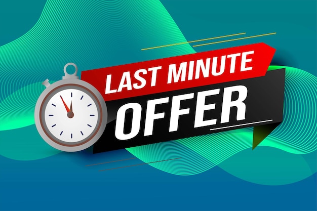 Vector last minute offer watch countdown banner design template for marketing. last chance promotion