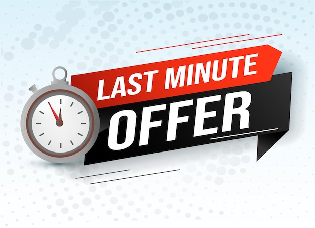 Vector last minute offer watch countdown banner template for marketing poster modern graphic design shop