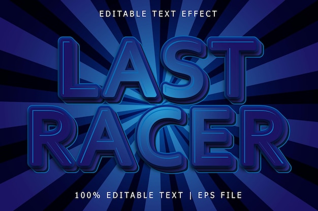 Last racer editable Text effect 3 Dimension emboss simple style