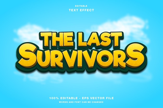 Effetti di testo modificabili in 3d di the last survivors cartoon games